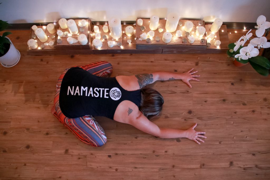 5 Easy Poses To Destress featured by Peace Love And Yoga a yoga and wellness studio in Carlsbad California. 